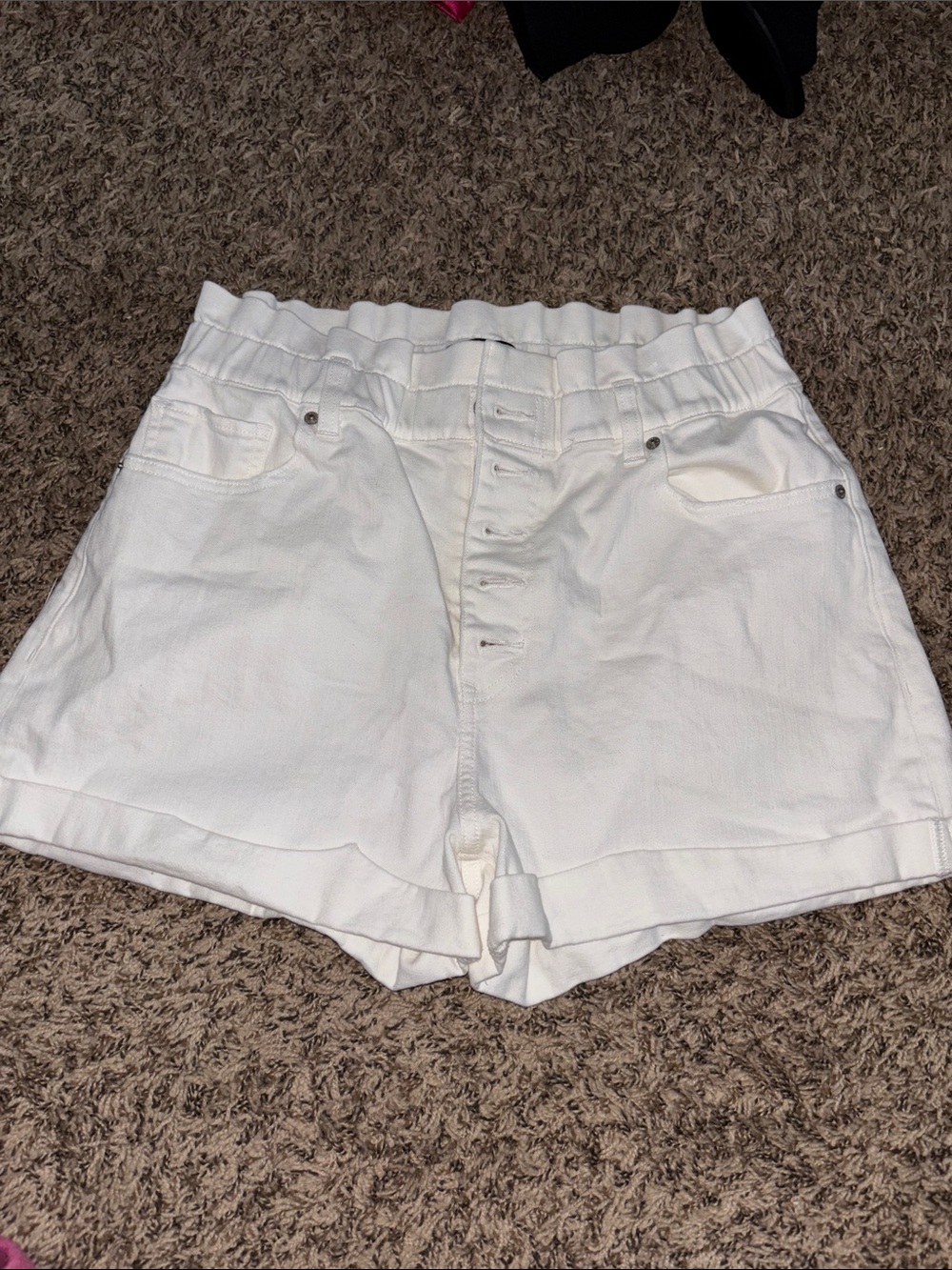 Express White High-Waist Button-Front Women's Shorts